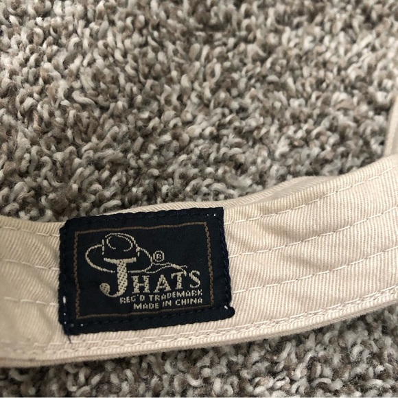 Indiana Beach Visor Hat Embroidered Vintage One Size Tan Neutral Crow - Picture 4 of 6